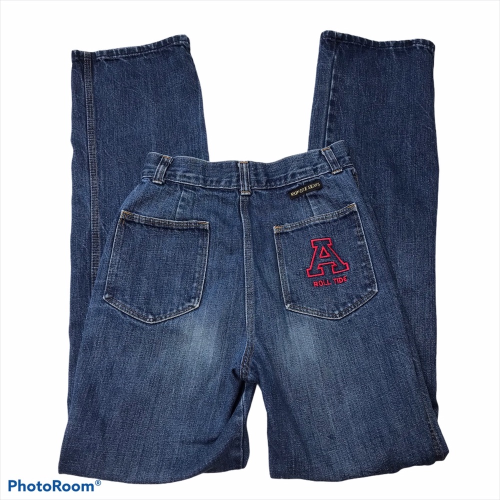 Vtg 80s Alabama Roll Tide Jeans 25 Flare Hi Rise